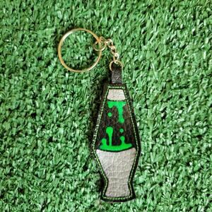 Handmade Earth Moon Crafts Lava Lamp Keychain - Green